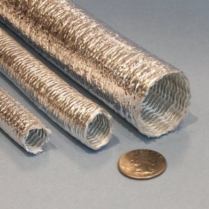 heat reflecting aluminized PET film coated fiberglass high bulk sleeve wire cable hose protection