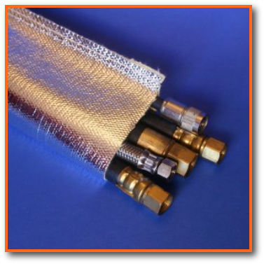 radiant heat reflective aluminized fiberglass sleeve for wire and cable and hose protection